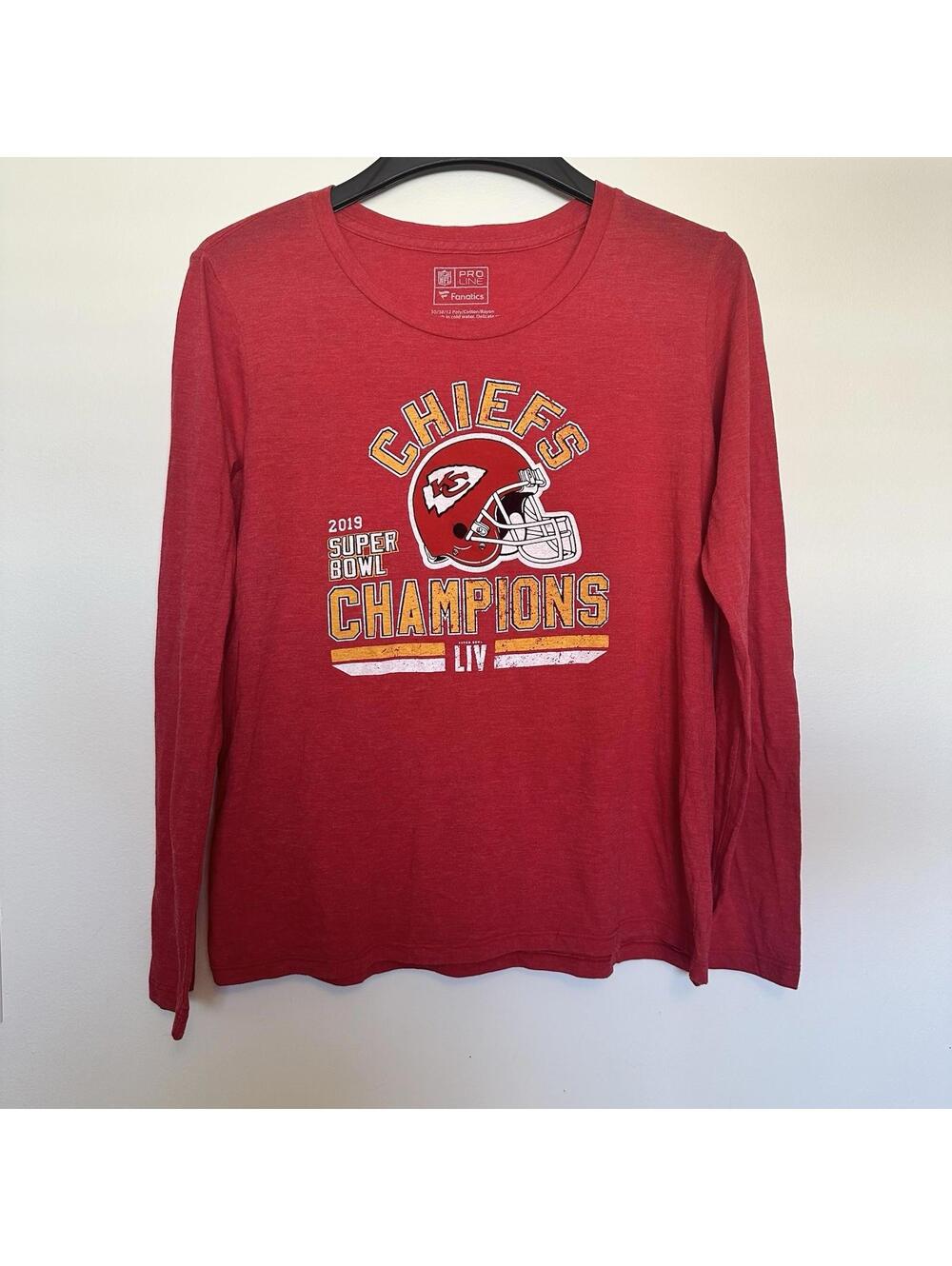 Kansas City Chiefs NFL Super Bowl 2019  Trophy Long Sleeve Shirt Men’s Large Red